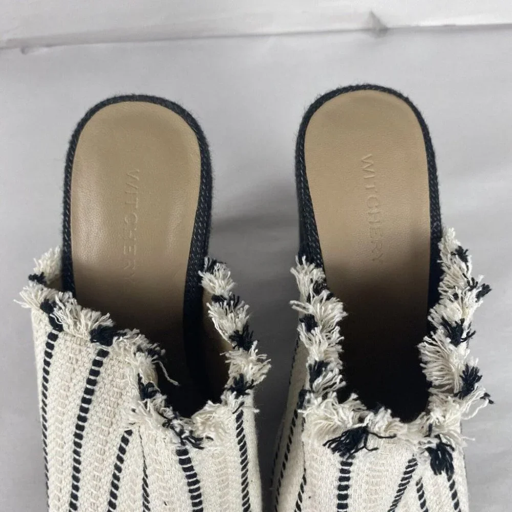 Women's Witchery Size 39 Multicolored Woven Fabric Cover Platform Wedge Shoes - Picture 8 of 16